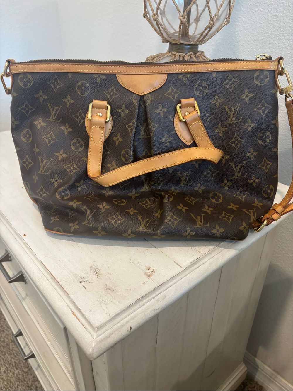 Louis Vuitton Monogram Canvas Satchel in Brown and Tan